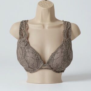 Victoria’s Secret Dream Angels Push Up Lace Bra 34DD Taupe Gray